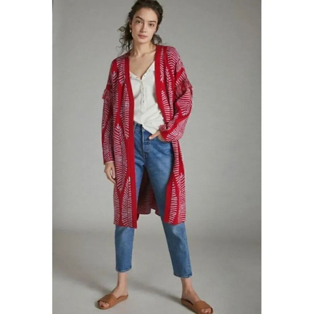 NEW ANTHROPOLOGIE VALENTINA FRINGE CARDIGAN SWEATER X ALDOMARTINS